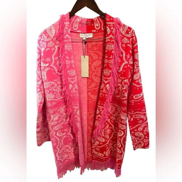 Never Fully Dressed NWT Bandana Clash Cardigan in pink & red Sz S - Picture 6 of 9